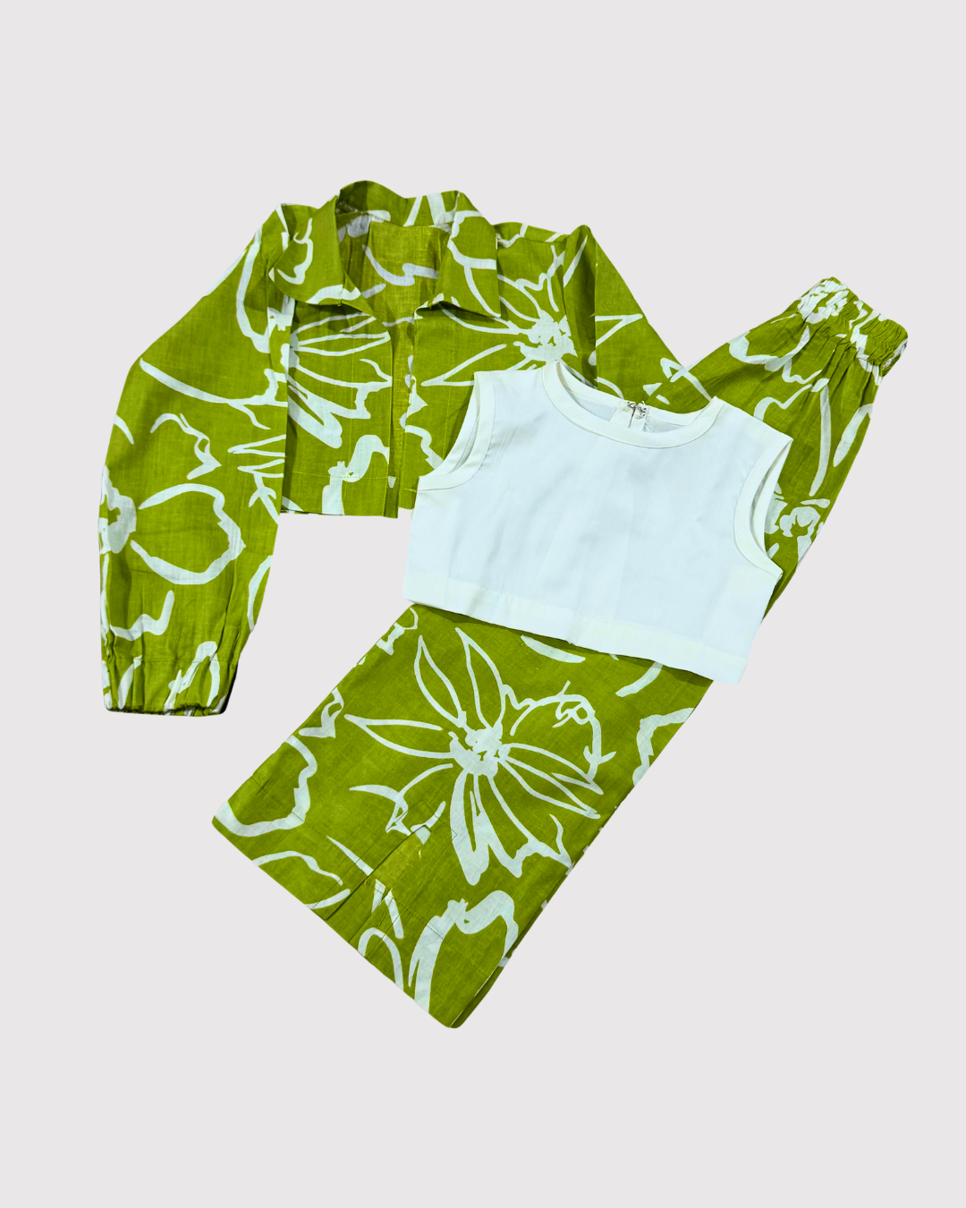 Lime Green Floral Girls Co-ord Set