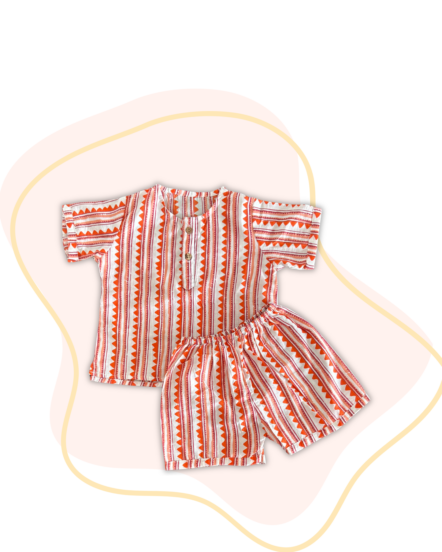 White with Orange Lines Co-ord Set
