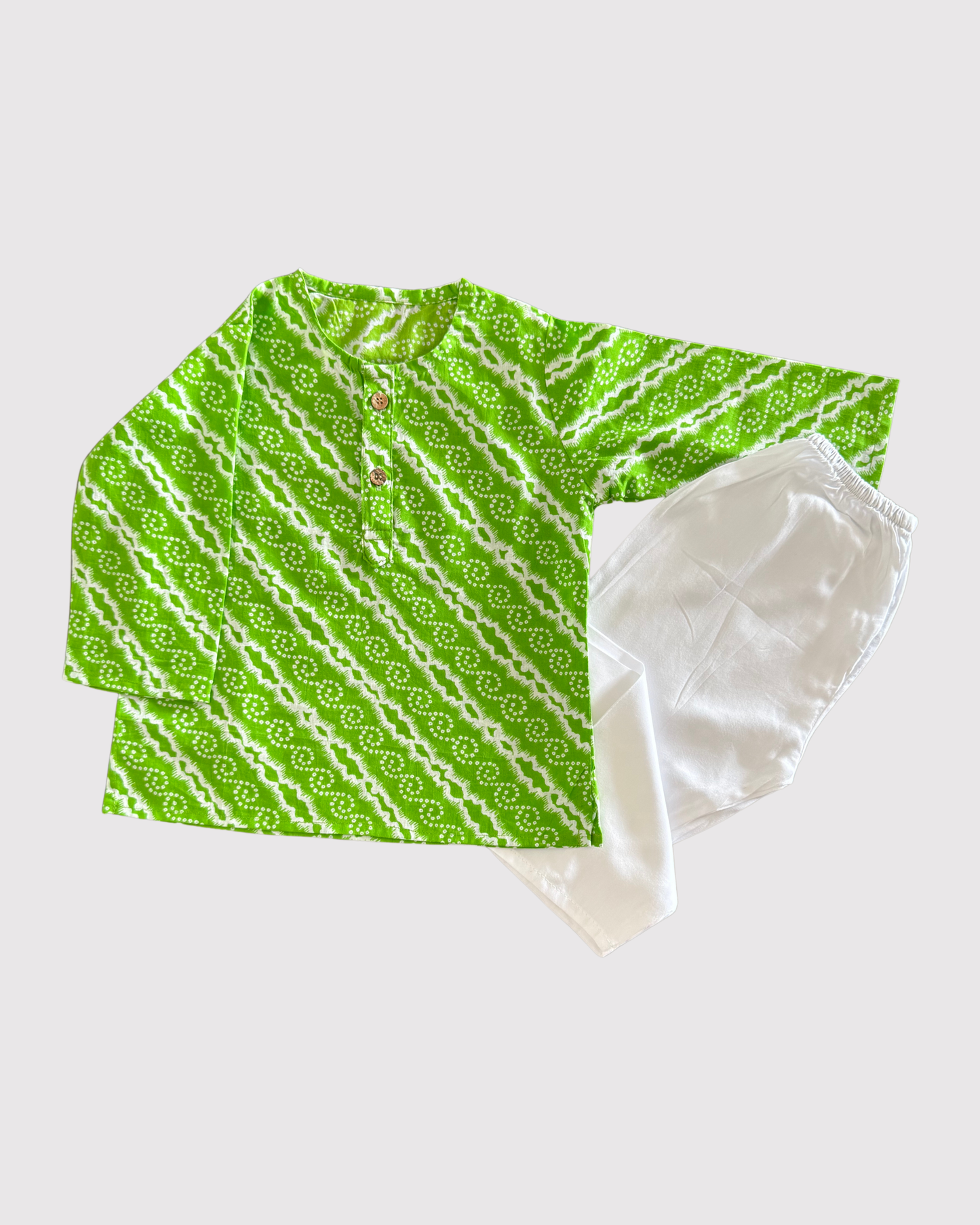 Green Bandhej Kurta Set