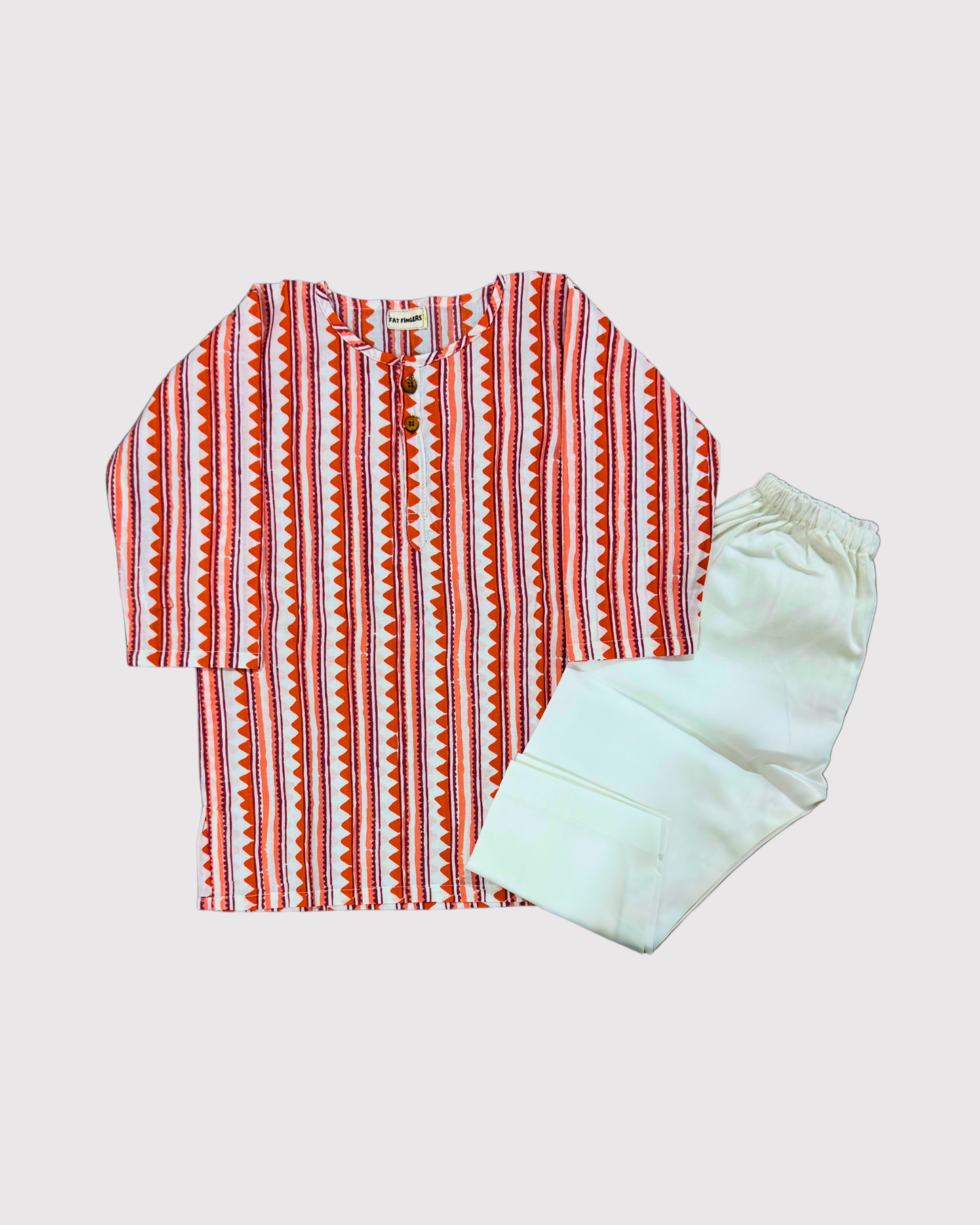 Orange Traingle Kurta Set