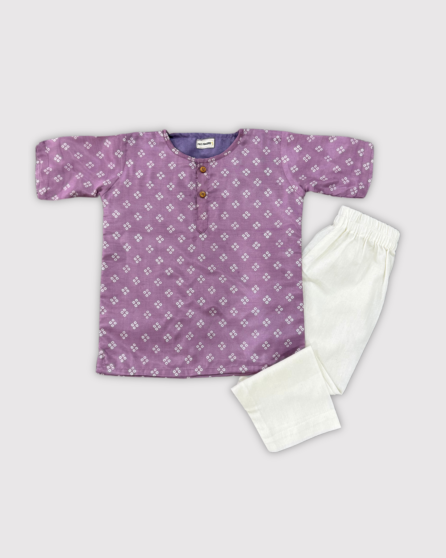 Purple Bandhej Kurta Set