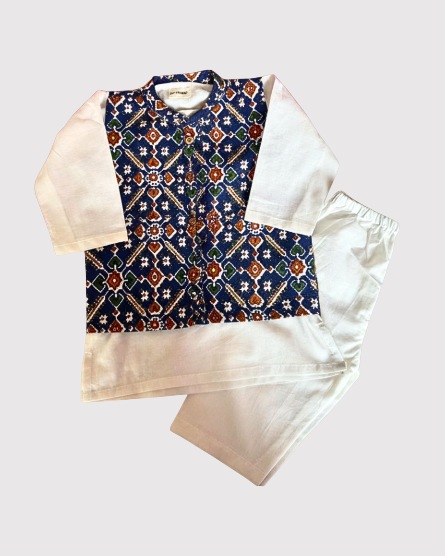 Dark Blue Rajasthani Print Nehru Jacket