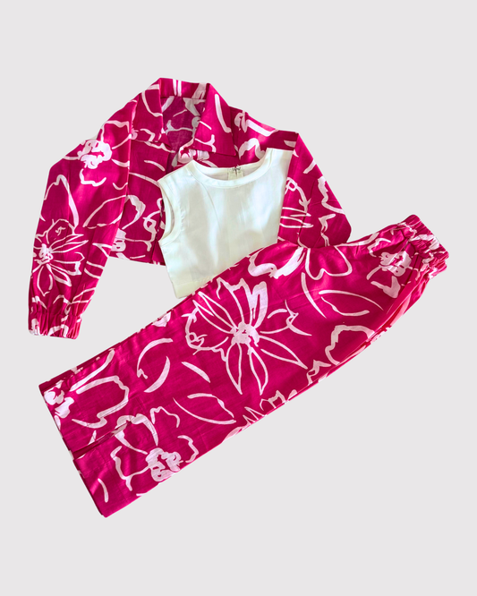 Pink Floral Girls Co-ord Set