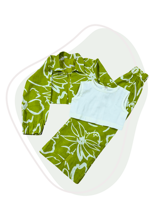 3 piece Green Floral Co-ord Set
