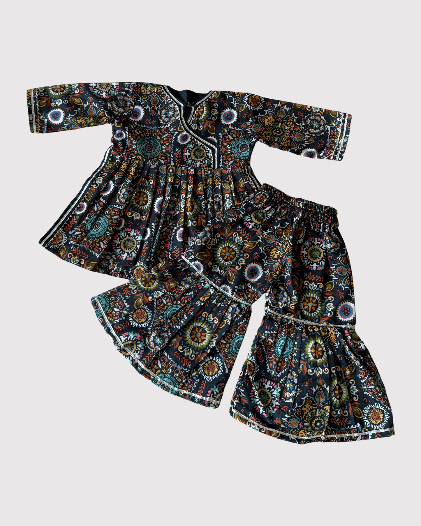 Black Angrakha with Gharara Set