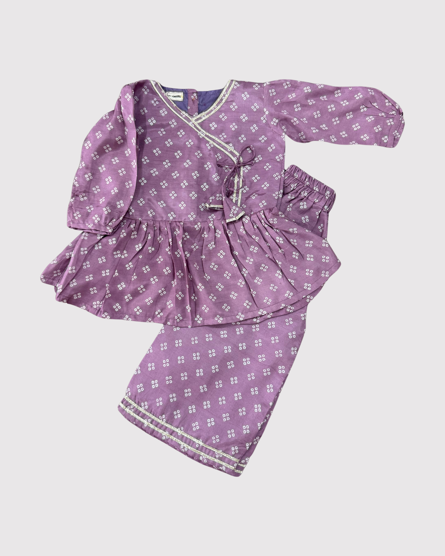 Purple Bandhej Peplum Set